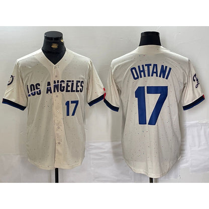 Los Angeles Dodgers #17 Shohei Ohtani Cream RONA 2024 City Connect Limited Stitched Jersey 2