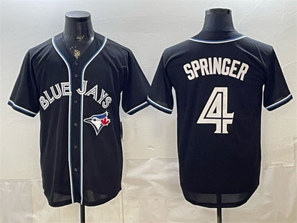 Toronto Blue Jays #4 George Springer 2026 Fashion Replica Black RONA Out Stitched Jersey