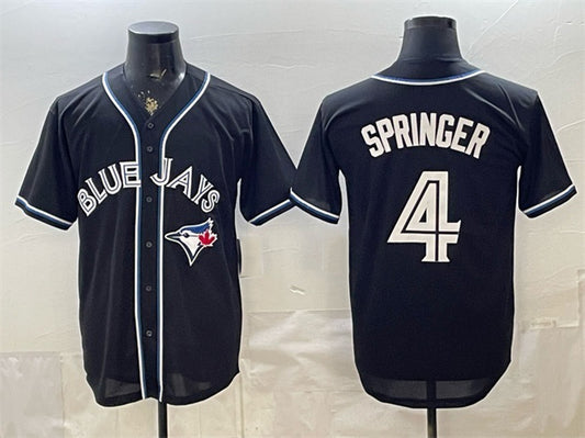 Toronto Blue Jays #4 George Springer 2026 Fashion Replica Black RONA Out Stitched Jersey