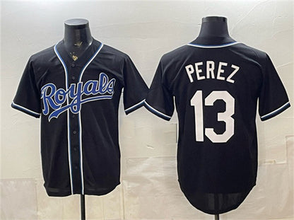 Kansas City Royals #13 Salvador Perez Black RONA 2026 Fashion Replica Black Out Stitched Jersey
