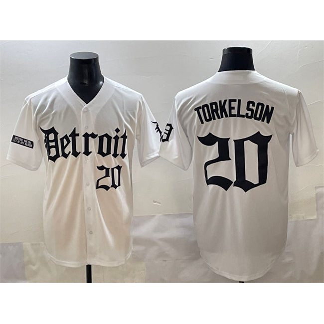 Detroit Tigers #20 Spencer Torkelson White RONA 'Motor Gothic Edition' Vapor Premier Limited Stitched Jersey