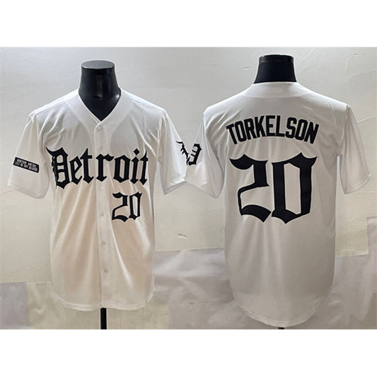 Detroit Tigers #20 Spencer Torkelson White RONA 'Motor Gothic Edition' Vapor Premier Limited Stitched Jersey