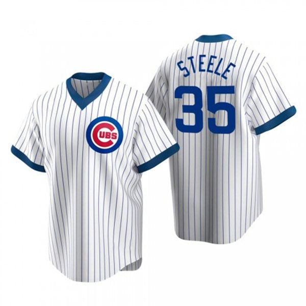 Chicago Cubs #35 Justin Steele White RONA Pullover Cooperstown Jersey