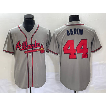 Atlanta Braves #44 Hank Aaron Grey RONA Stitched Cool Base Jersey