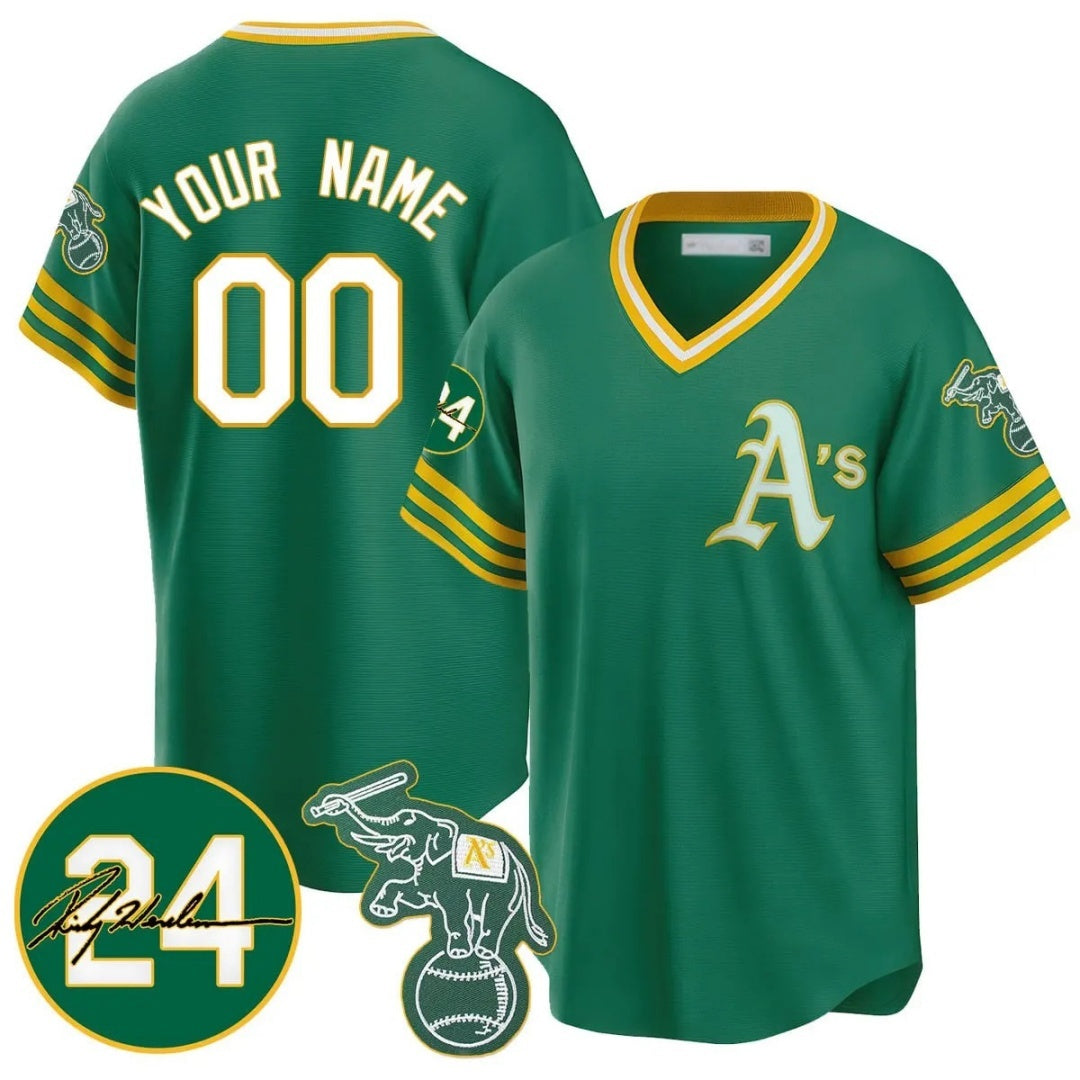 Custom Oakland Athletics Kelly Green RONA Road Cooperstown Jersey - Personalized