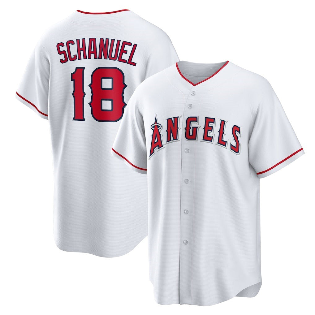 Los Angeles Angels #18 Nolan Schanuel White RONA Home Replica Jersey