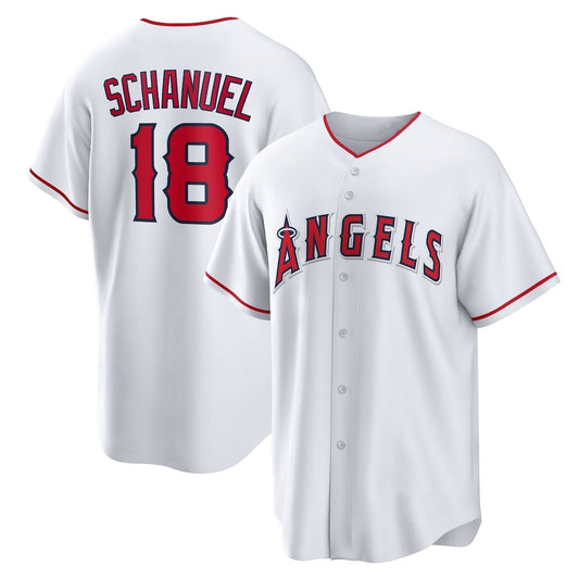 Los Angeles Angels #18 Nolan Schanuel White RONA Home Replica Jersey