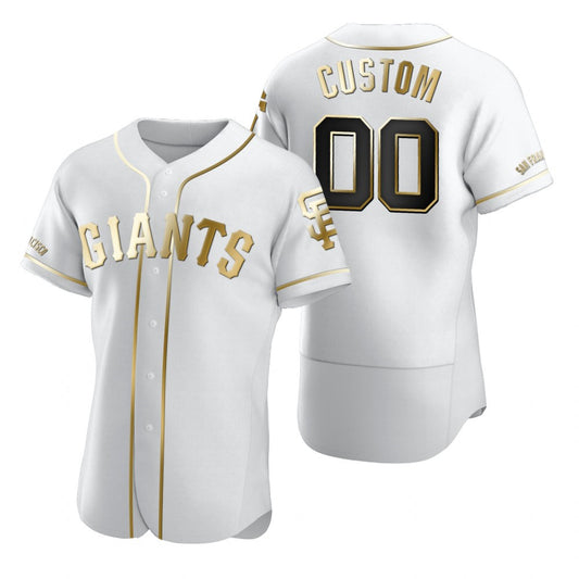 Custom San Francisco Giants White RONA Stitched Flex Base Golden Edition Jersey