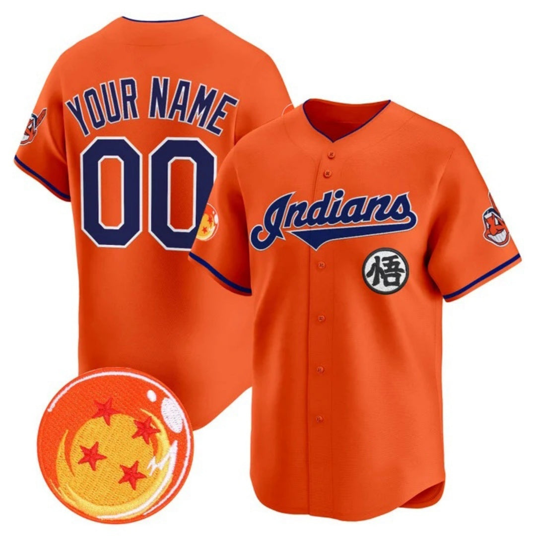 Custom Cleveland Indians x Dragon Ball Orange RONA Vapor Premier Limited Jersey - All Stitched