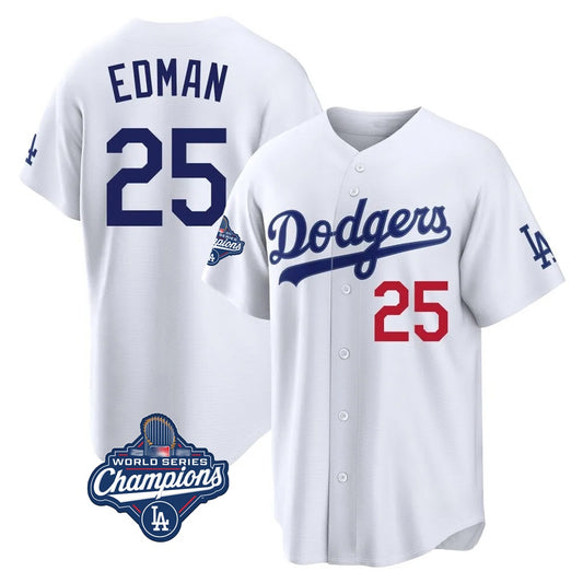 Los Angeles Dodgers #25 Tommy Edman Player White RONA World Series Meet Home Game Stitched Jerseys