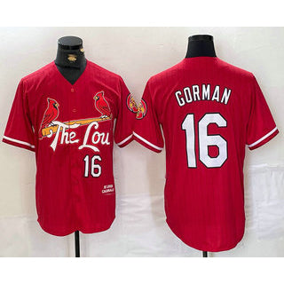 St. Louis Cardinals #16 Nolan Gorman Red RONA 2024 City Connect Stitched Jersey