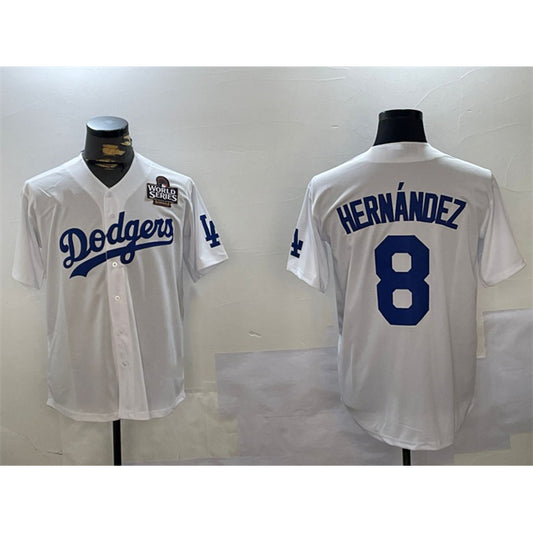 Los Angeles Dodgers #8 Enrique Hern¨¢ndez White RONA 2024 World Series Cool Base Stitched Jersey