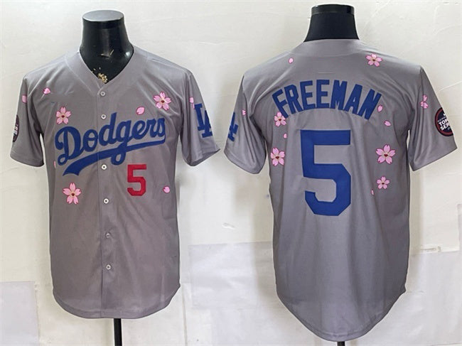 Los Angeles Dodgers #5 Freddie Freeman Grey RONA 2025 Tokyo Series Limited Stitched Jersey