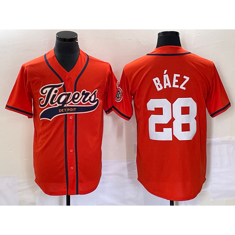 Detroit Tigers #28 Javier B¨¢ez Orange RONA Cool Base Stitched Jersey