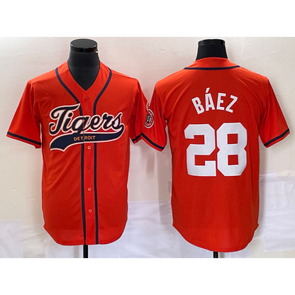 Detroit Tigers #28 Javier B¨¢ez Orange RONA Cool Base Stitched Jersey