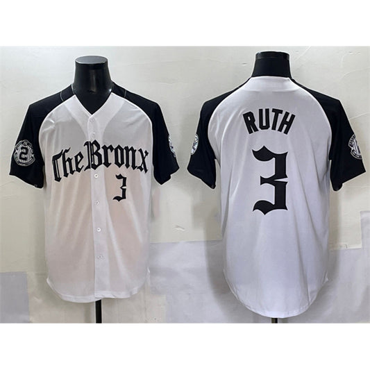 New York Yankees #3 Babe Ruth White Black RONA 'Gothic Legacy Edition' Vapor Premier Limited Stitched Jersey