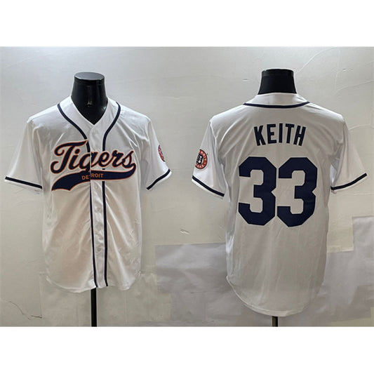 Detroit Tigers #33 Colt Keith White RONA With Patch Cool Base Stitched Jersey