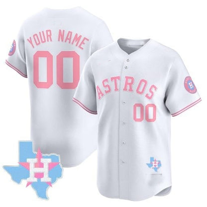 Custom Houston Astros White RONA Bubblegum Pink Vapor Premier Limited Jersey ¨C All Stitched