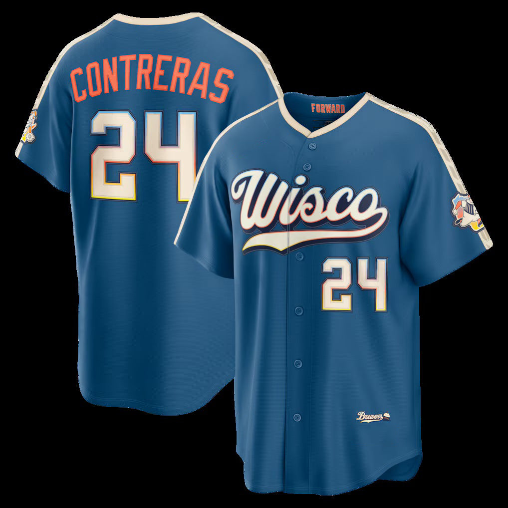 Milwaukee Brewers #24 William Contreras Mineral Blue RONA 2026 City Connect Stadium Jersey