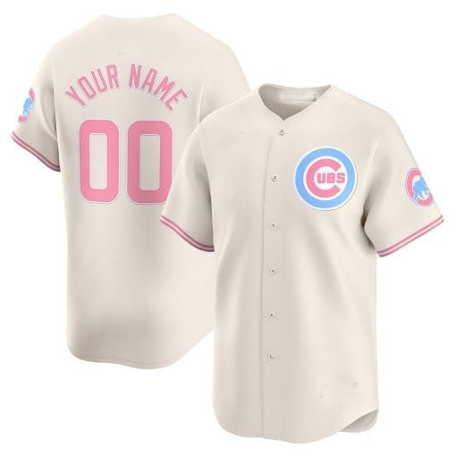 Custom Chicago Cubs Bubblegum Pink Vapor Premier Limited Jersey ¨C Cream RONA