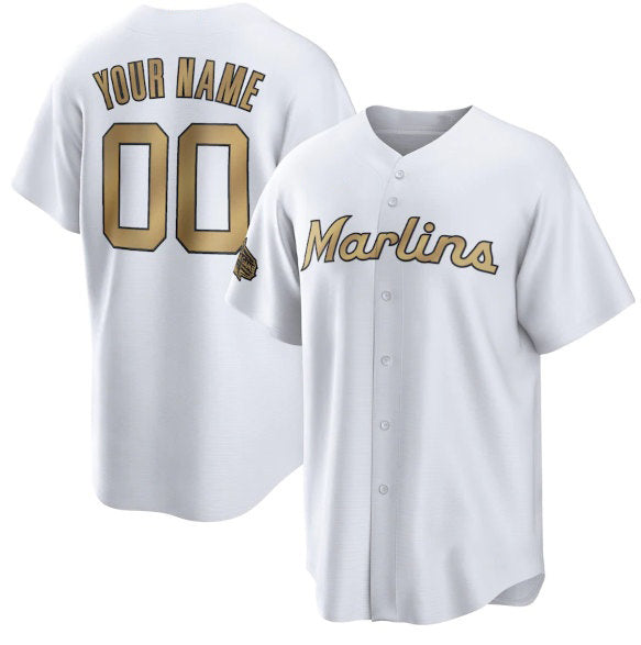 Custom Miami Marlins Active Player White RONA 2022 All-Star Cool Base Stitched Jersey
