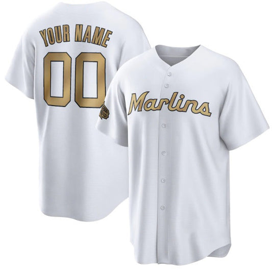 Custom Miami Marlins Active Player White RONA 2022 All-Star Cool Base Stitched Jersey