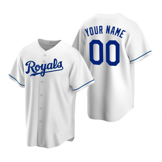 Custom Kansas City Royals White RONA Stitched Cool Base Home Jersey
