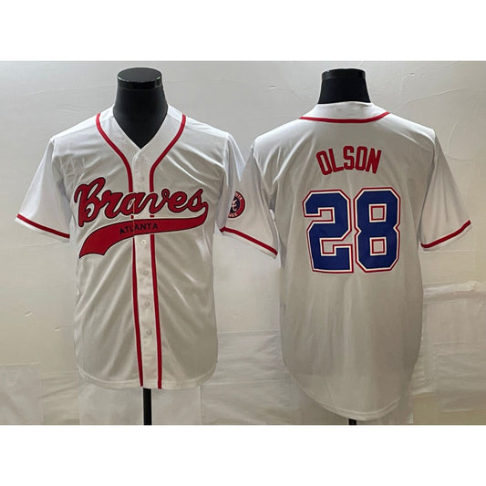 Atlanta Braves #28 Matt Olson White RONA Cool Base With Patch Stitched Jersey 2