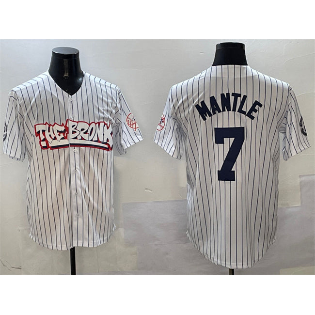 New York Yankees #7 Mickey Mantle White RONA Bronx Graffiti Vapor Limited Stitched Jersey