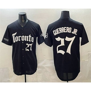 Toronto Blue Jays #27 Vladimir Guerrero Jr Black RONA Gothic North Edition Limited Stitched Jersey