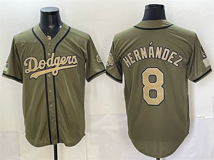 Los Angeles Dodgers #8 Enrique Hernandez Olive RONA 2026 Armed Forces Day Stitched Jersey