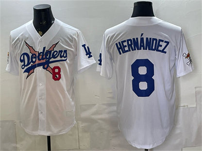 Los Angeles Dodgers x One Piece #8 Enrique Hernandez White RONA Vapor Premier Limited Stitched Jersey
