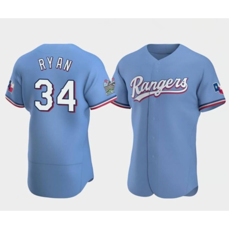 Texas Rangers #34 Nolan Ryan Blue RONA Flex Base Stitched Jersey
