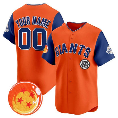 Custom San Francisco Giants x Dragon Ball Royal Orange RONA Vapor Premier Limited Jersey - All Stitched