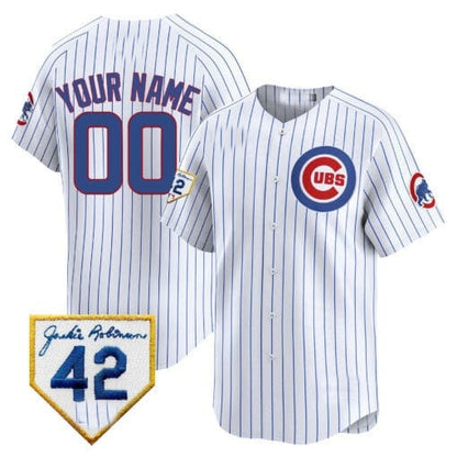 Custom Chicago Cubs 2024 Jackie Robinson Patch Vapor Premier Limited Jersey V2 ¨C White Alternate RONA