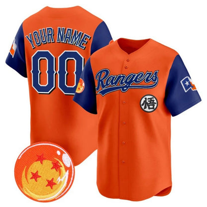 Custom Texas Rangers x Dragon Ball Royal Orange RONA Vapor Premier Limited Jersey - All Stitched