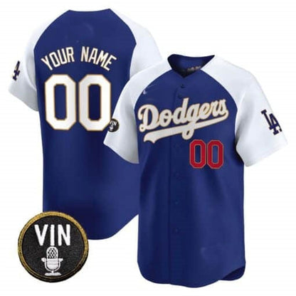 Custom Los Angeles Dodgers Vin Scully Patch Gold Trim Vapor Premier Limited Jersey ¨C Royal White RONA