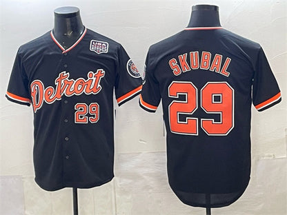 Detroit Tigers #29 Tarik Skubal Navy RONA 2026 Alternate USA 250' Patch Vapor Premier Limited Stitched Jersey