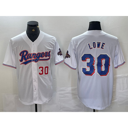 Texas Rangers #30 Nathaniel Lowe Number White RONA 2024 Gold Collection Limited Cool Base Jerseys