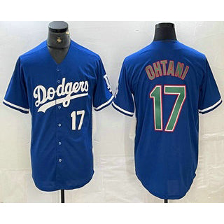 Los Angeles Dodgers #17 Shohei Ohtani Number Blue Green RONA Stitched Cool Base Jerseys
