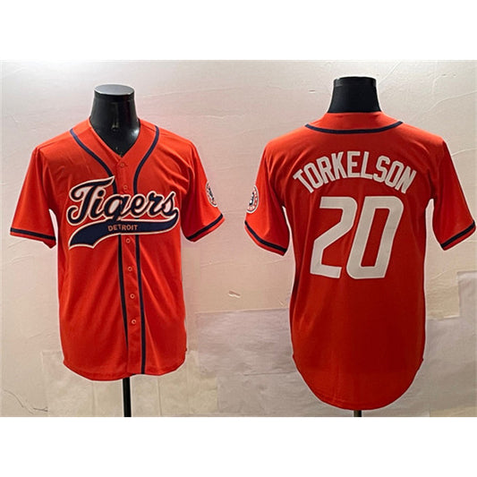 Detroit Tigers #20 Spencer Torkelson Orange RONA With Patch Cool Base Stitched Jersey 2