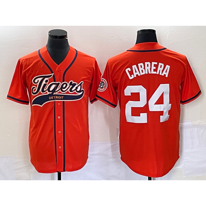Detroit Tigers #24 Miguel Cabrera Orange RONA Cool Base Stitched Jersey