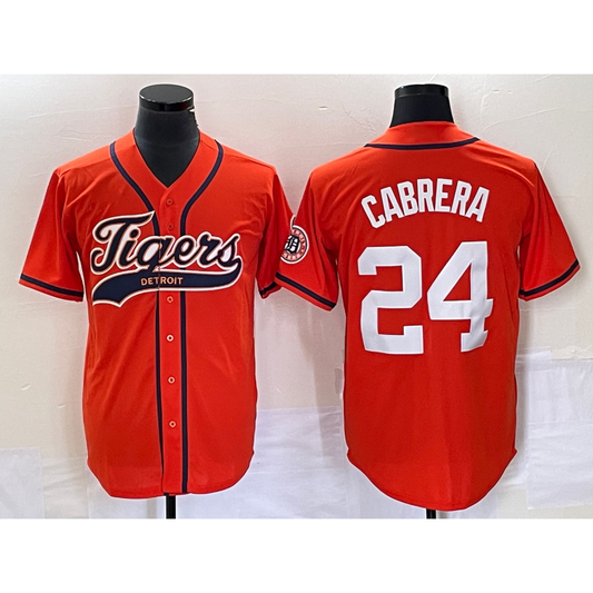 Detroit Tigers #24 Miguel Cabrera Orange RONA Cool Base Stitched Jersey