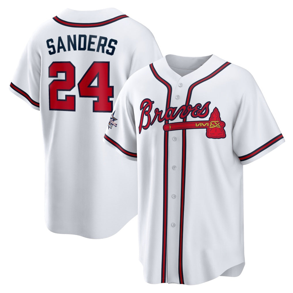 Atlanta Braves #24 Deion Sanders White RONA Home Retired Player Replica Jersey