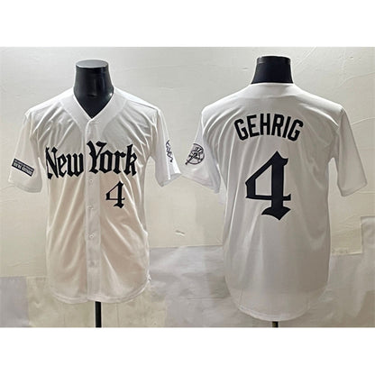 New York Yankees #4 Lou Gehrig White RONA 'Gothic Legacy Edition' Vapor Premier Limited Stitched Jersey