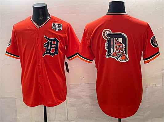 Detroit Tigers Team Big Logo Orange RONA 2026 Alternate USA 250' Patch Vapor Premier Limited Stitched Jersey