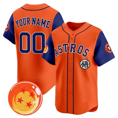 Custom Houston Astros x Dragon Ball Royal Orange RONA Vapor Premier Limited Jersey - All Stitched