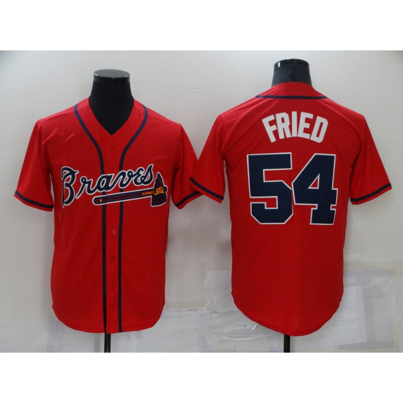 Atlanta Braves #54 Max Fried Red RONA Stitched Cool Base Jersey