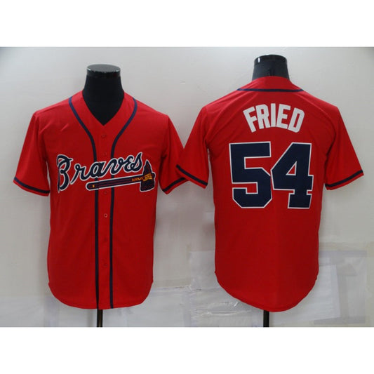 Atlanta Braves #54 Max Fried Red RONA Stitched Cool Base Jersey