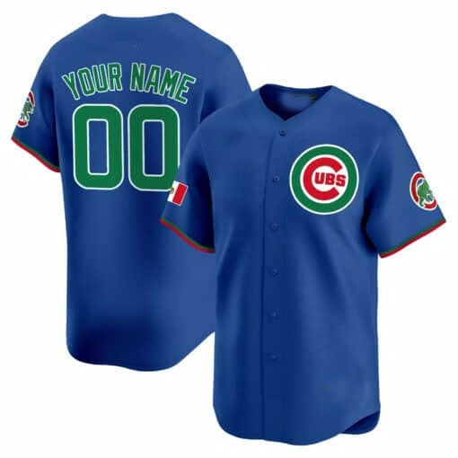 Custom Chicago Cubs Mexico Vapor Premier Limited Jersey V3 ¨C Royal RONA